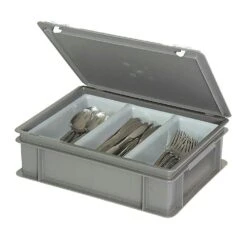 Besteckkoffer Mit 3-Mulden-Einsatz, Inhalt Je Mulde Ca. 2 Liter, Blau, LxBxH 400 X 300 X 130 Mm -Küchenbedarf Laden 2fd6f395 193d 4422 85dd 9cd547dbd99d