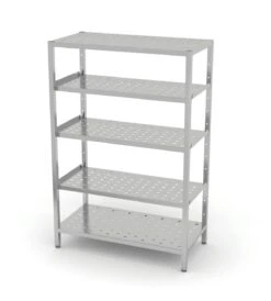 Edelstahl Gastro-Lagerregal Mit 5 Verstellbaren (perforierten) Ablagefächern | AISI 430 Qualität | HxBxT 180x140x40 -Küchenbedarf Laden 32e579df cd00 4f5f 8ad4 eaf44cac8b91