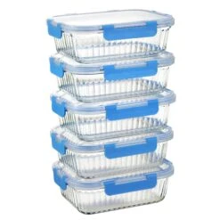 Küchenbedarf Laden 17 PIE LOCK | Glas Frischhaltedosen Set 10 Tlg | Vorratsdosen | Bento-Box | Aufschnittdose | Brotbox | Brotdose | Wurstdose | Mikrowellendose | Meal Prep