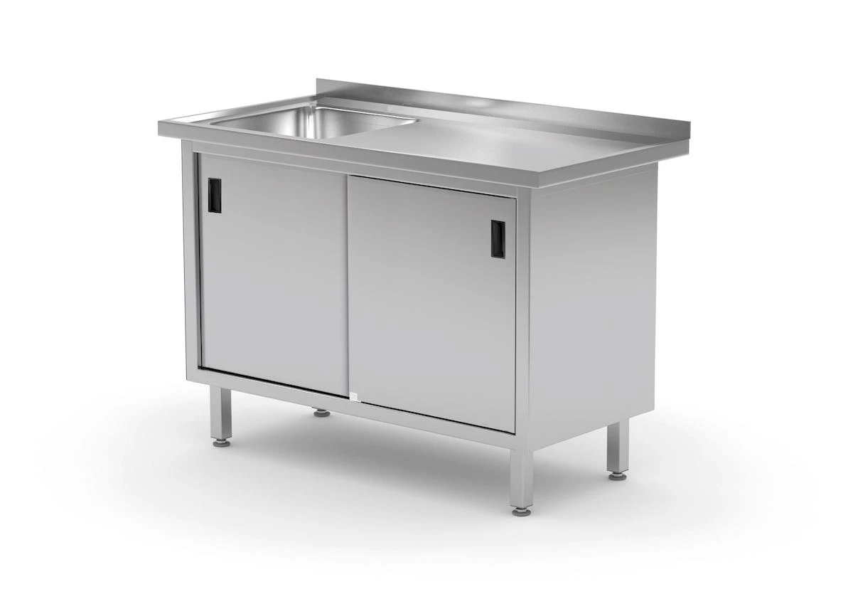 Edelstahl Gastro-Spültisch Mit Ablagefach & 3 Schubladen (Becken Links) | AISI 430 Qualität | HxBxT 85x160x60 4 Edelstahl Gastro-Spültisch Mit Ablagefach & 3 Schubladen (Becken Links) | AISI 430 Qualität | HxBxT 85x160x60 – Bild 4
