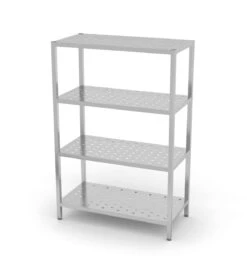 Edelstahl Gastro-Lagerregal Mit 5 Verstellbaren (perforierten) Ablagefächern | AISI 430 Qualität | HxBxT 180x140x40 -Küchenbedarf Laden 9265cb06 1b2f 4351 b13e 79067ede826b