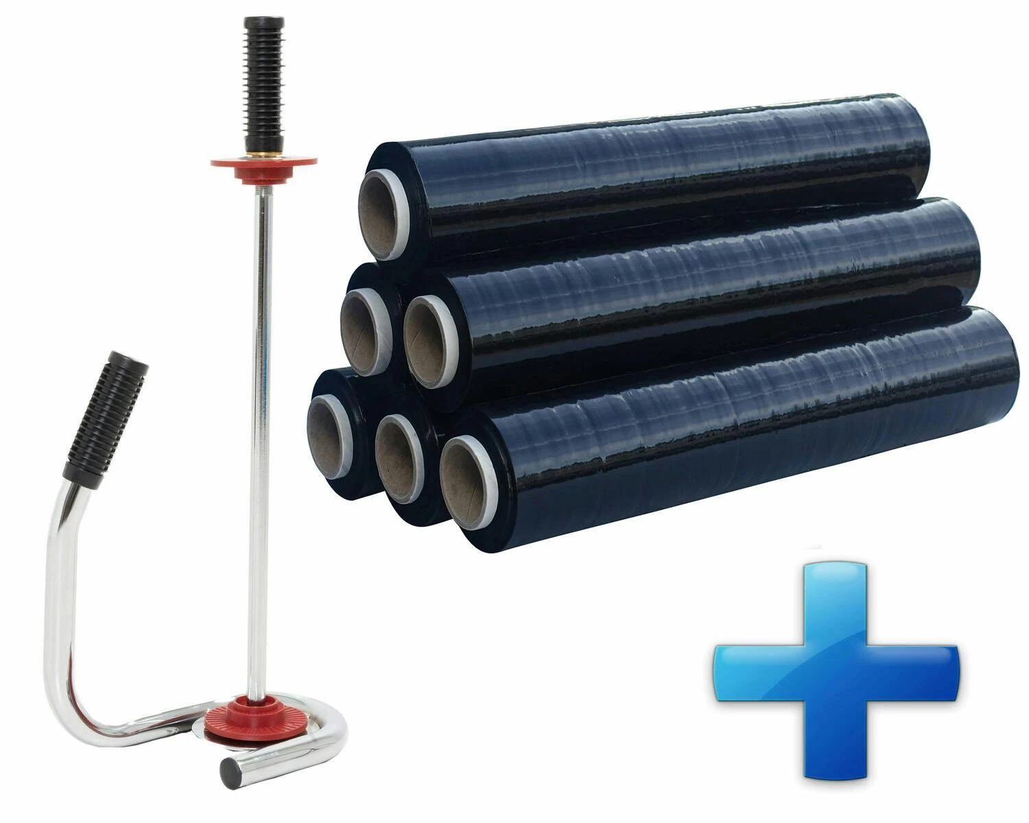 Sparset 2 Rollen Handstretchfolie Handwickelfolie Schwarz Mit Abroller DE LUXE 2 Sparset 2 Rollen Handstretchfolie Handwickelfolie Schwarz Mit Abroller DE LUXE – Bild 2